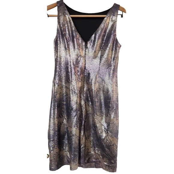 Muse Gold Silver Purple Sequin Bodycon Mini Cocktail Dress Size 6 - Picture 2 of 14